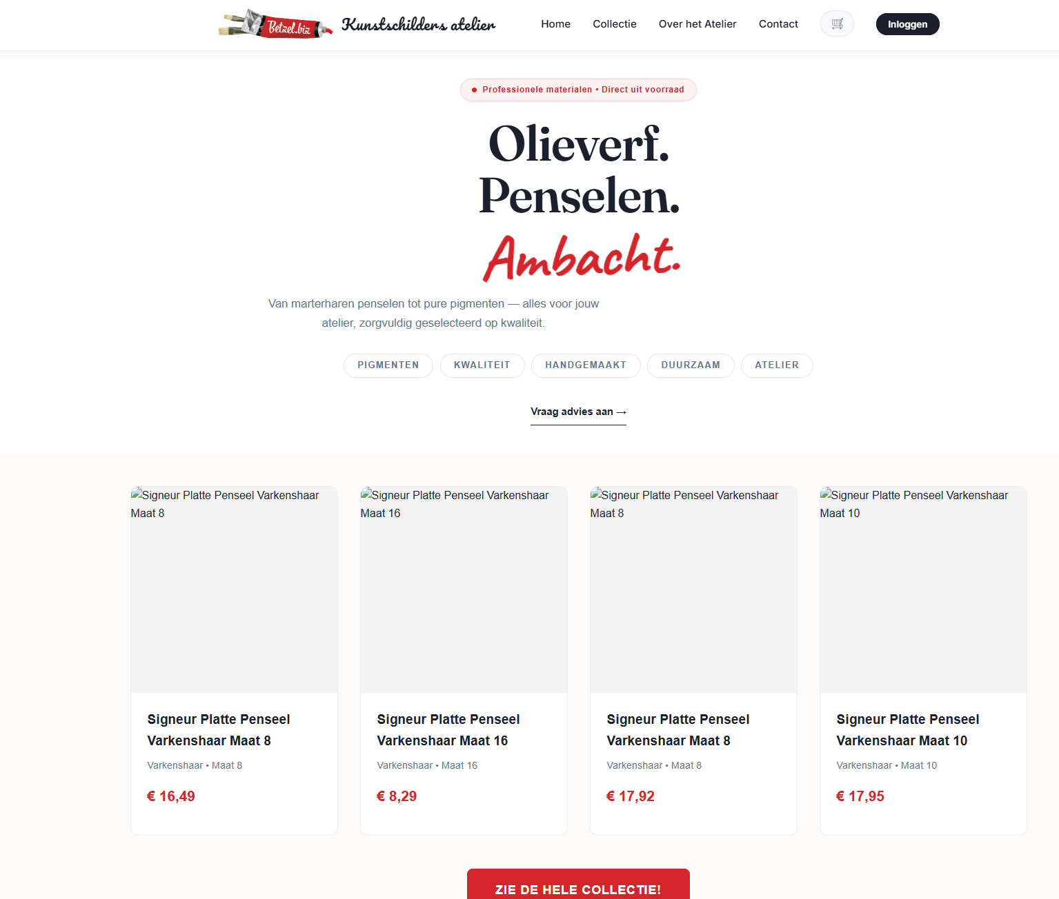 Kunstschilders Atelier — Webshop voor kunstenaarsmaterialen